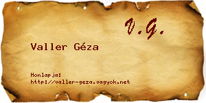 Valler Géza névjegykártya
