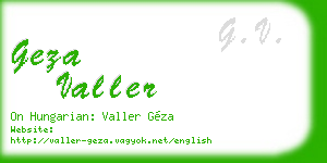 geza valler business card